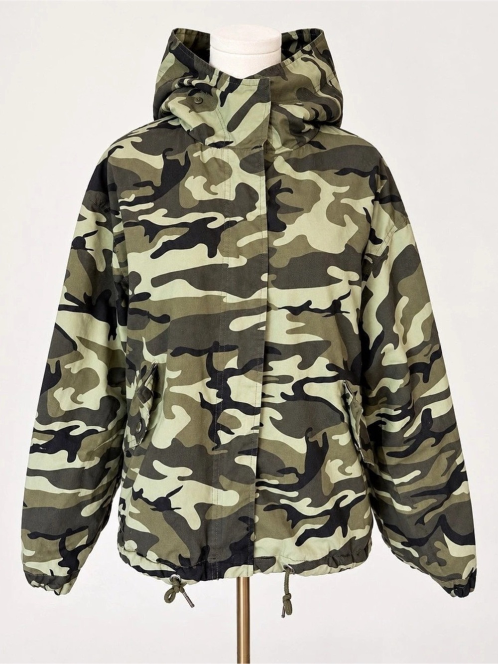 Love Tree Camo Hooded Utility Jacket Large Removable Faux Fur Trim Military